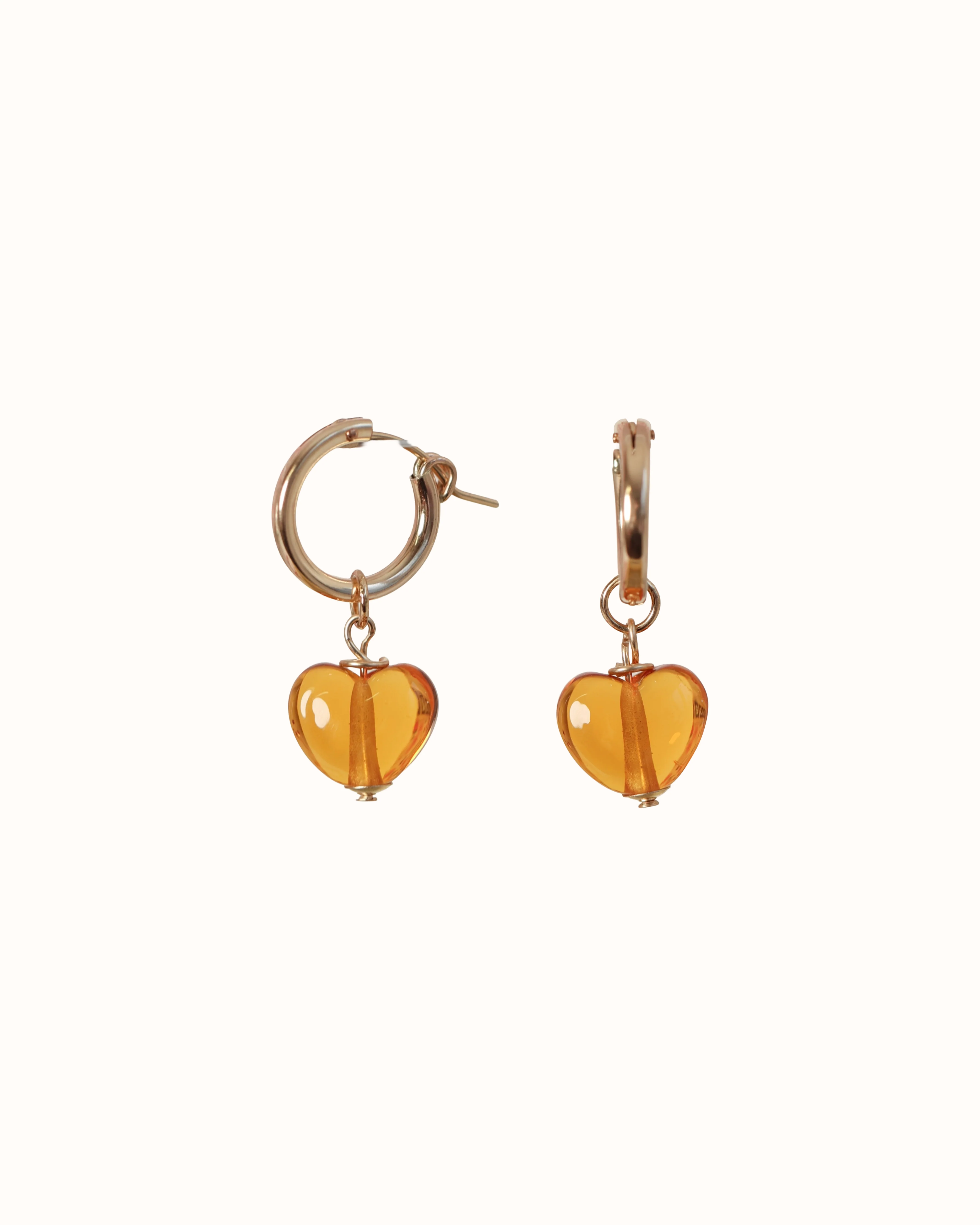 Little Amber Love Heart Earrings