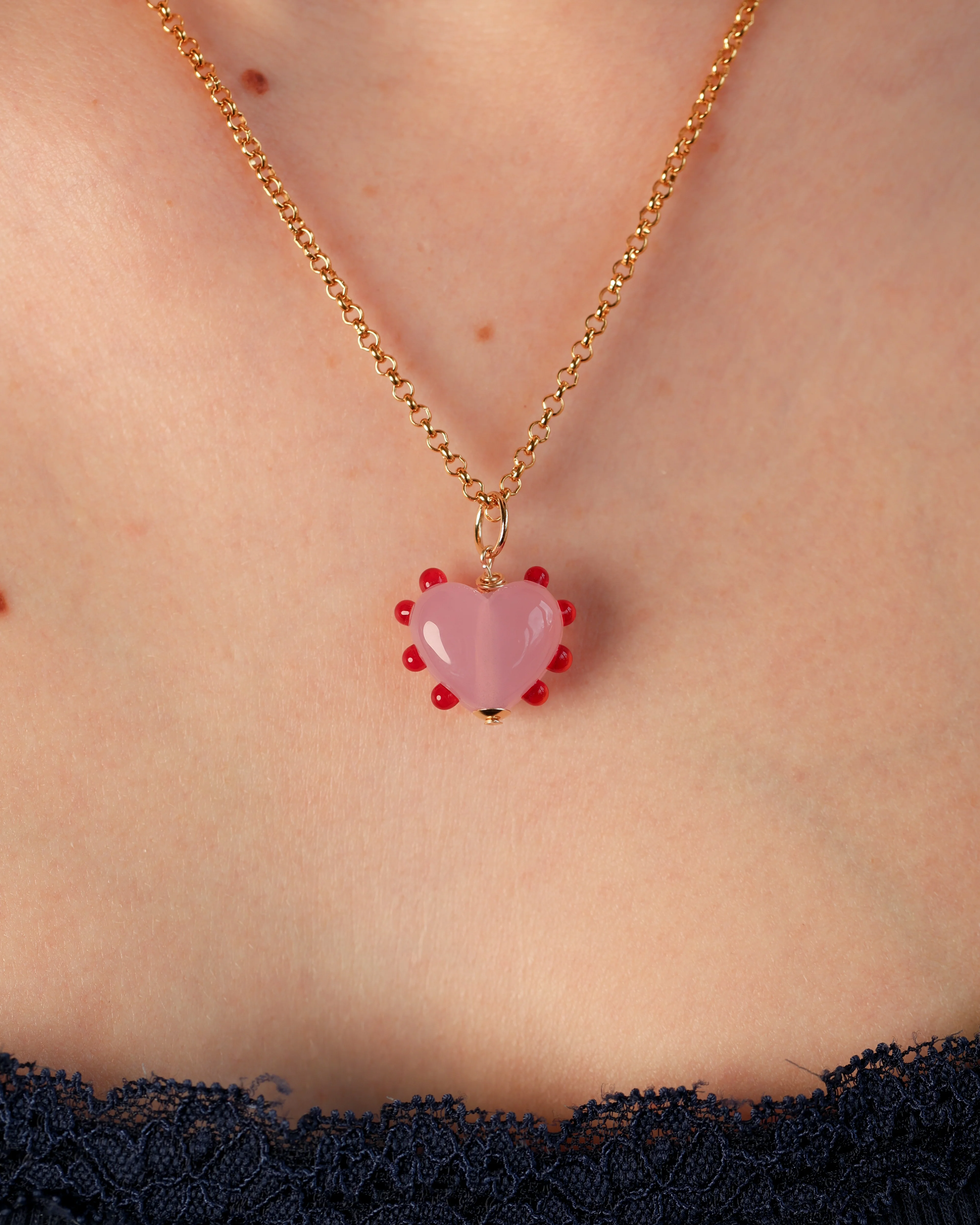 Sherbet Heart Charm Necklace - Image 2