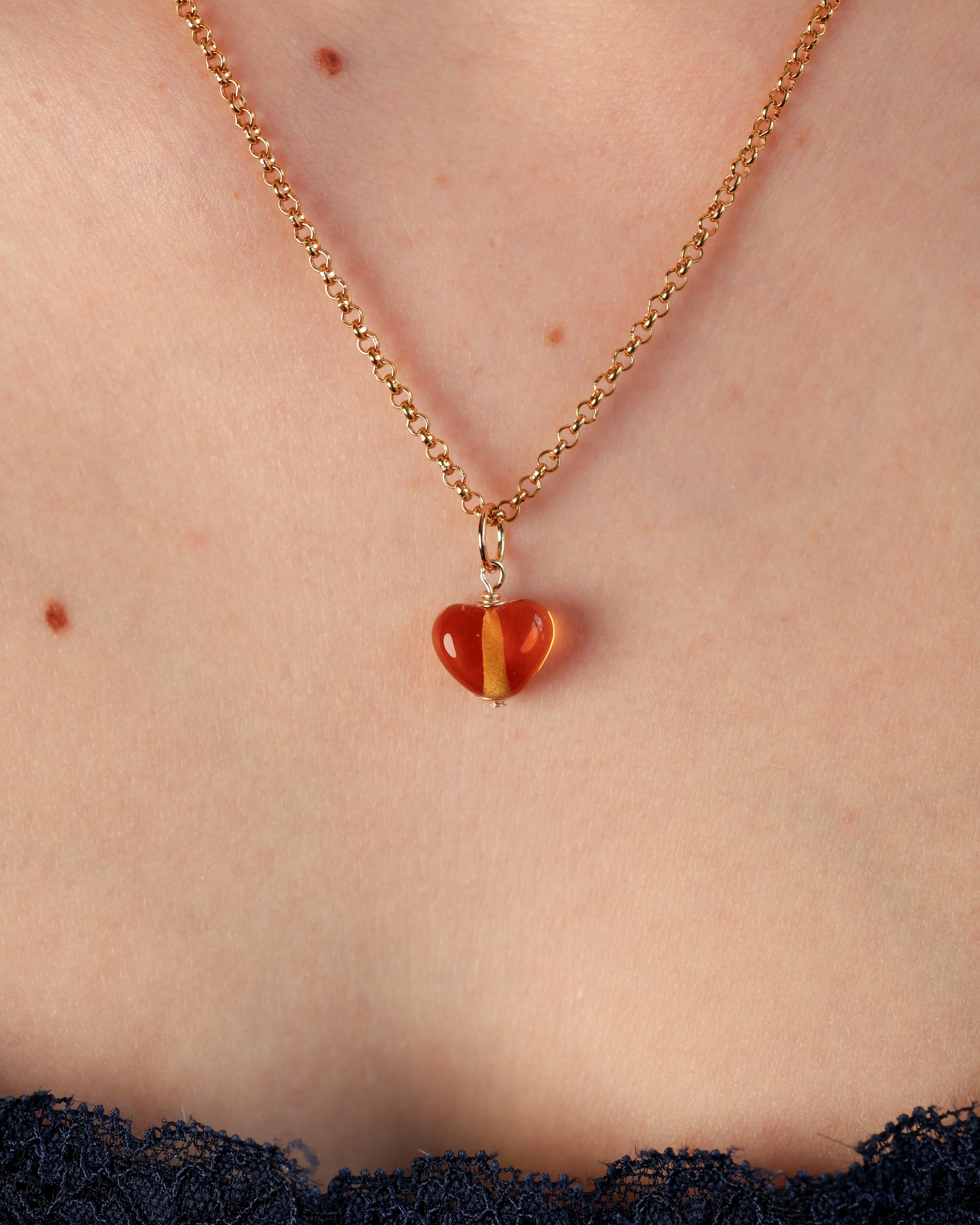 Little Amber Heart Charm Necklace - Image 2